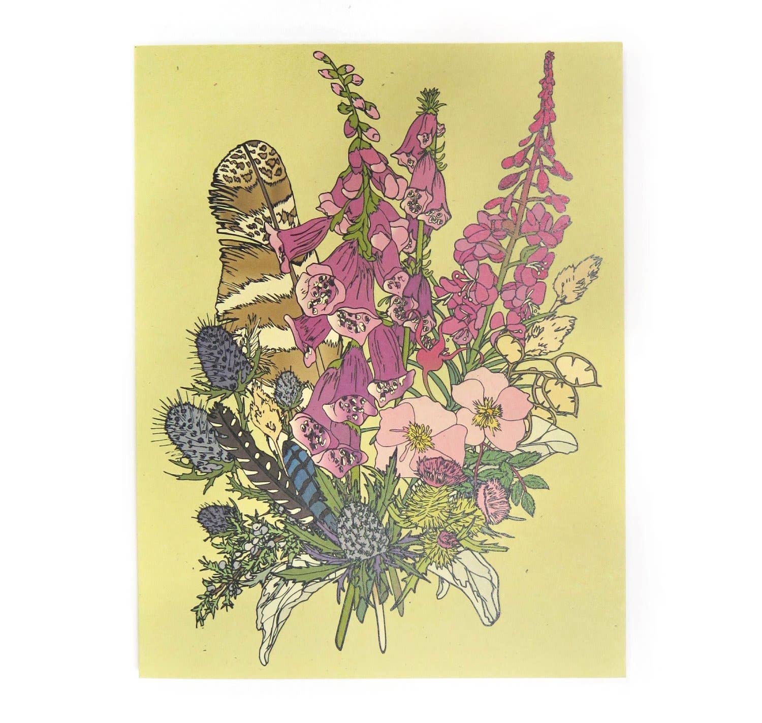 Greeting Card - Foxglove and Feather