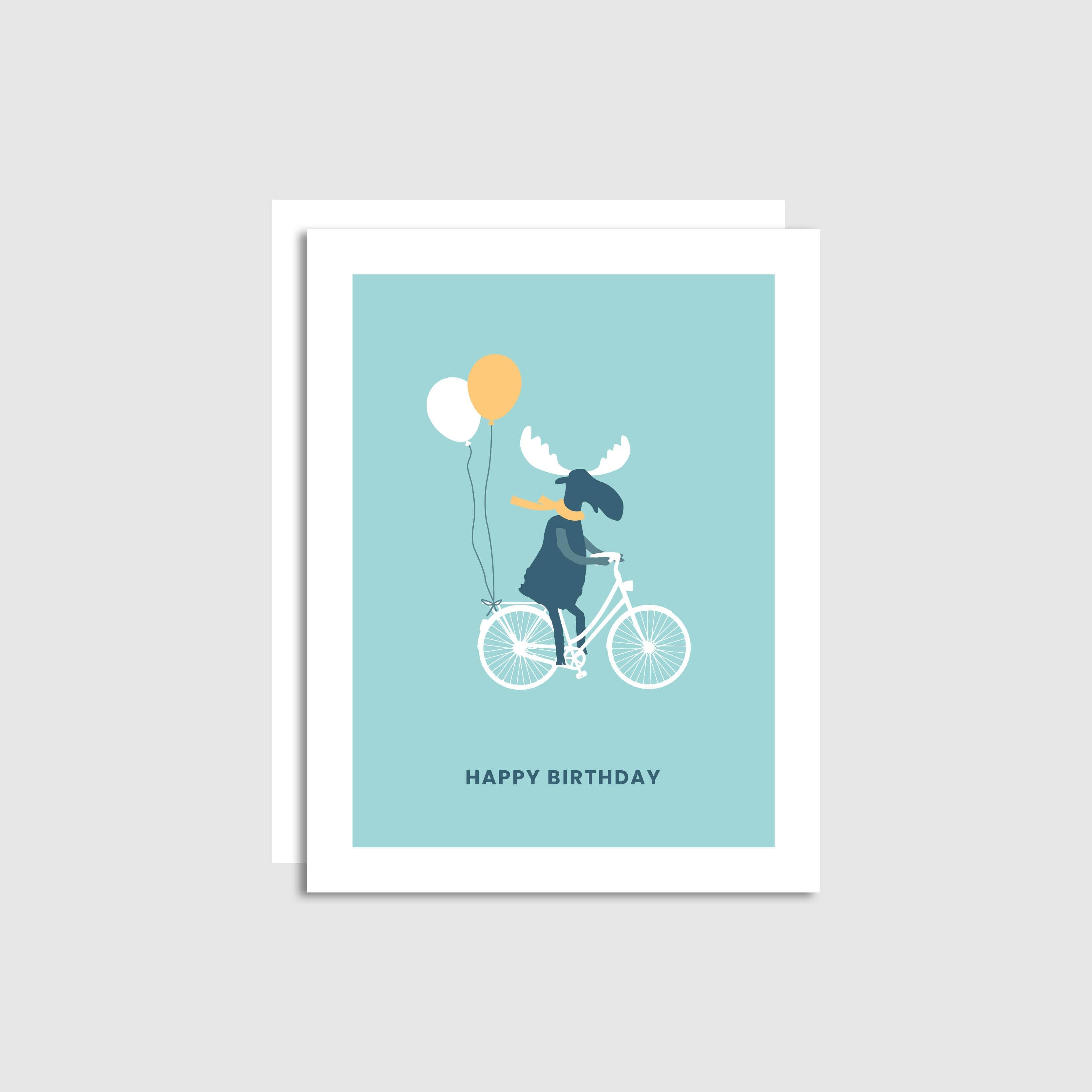Greeting Birthday Moose Card - Biker