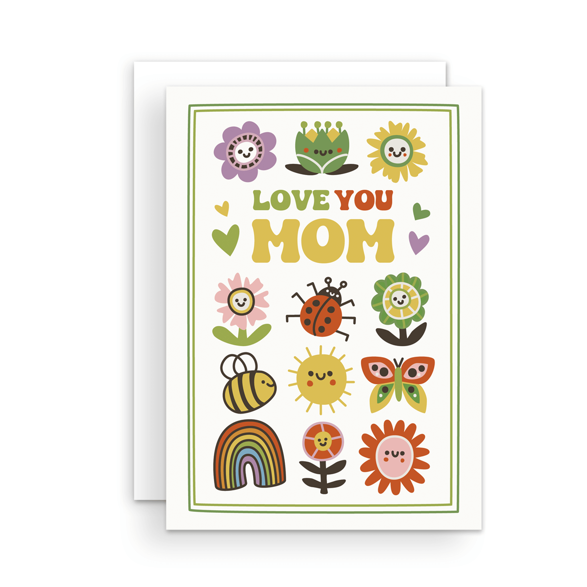 Greeting Card - Love You Mom Cute Flowers