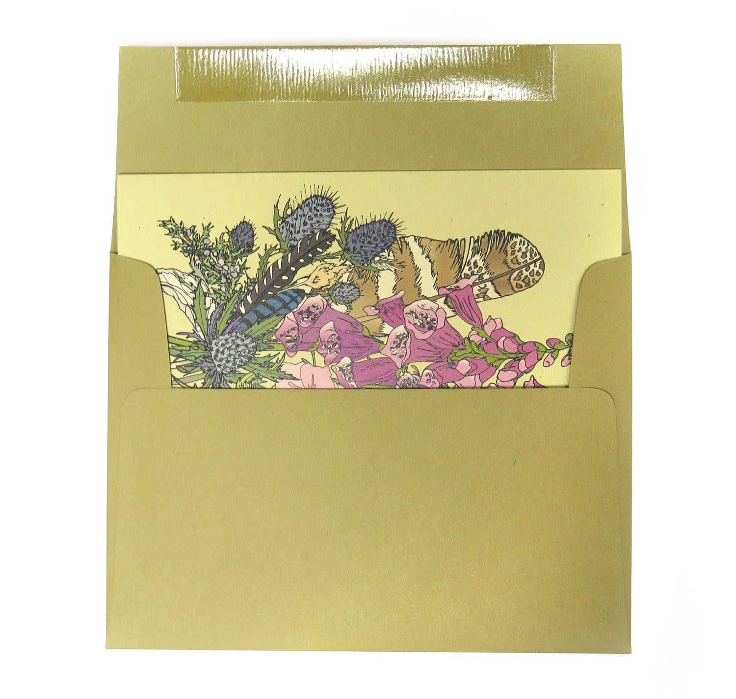 Greeting Card - Foxglove and Feather