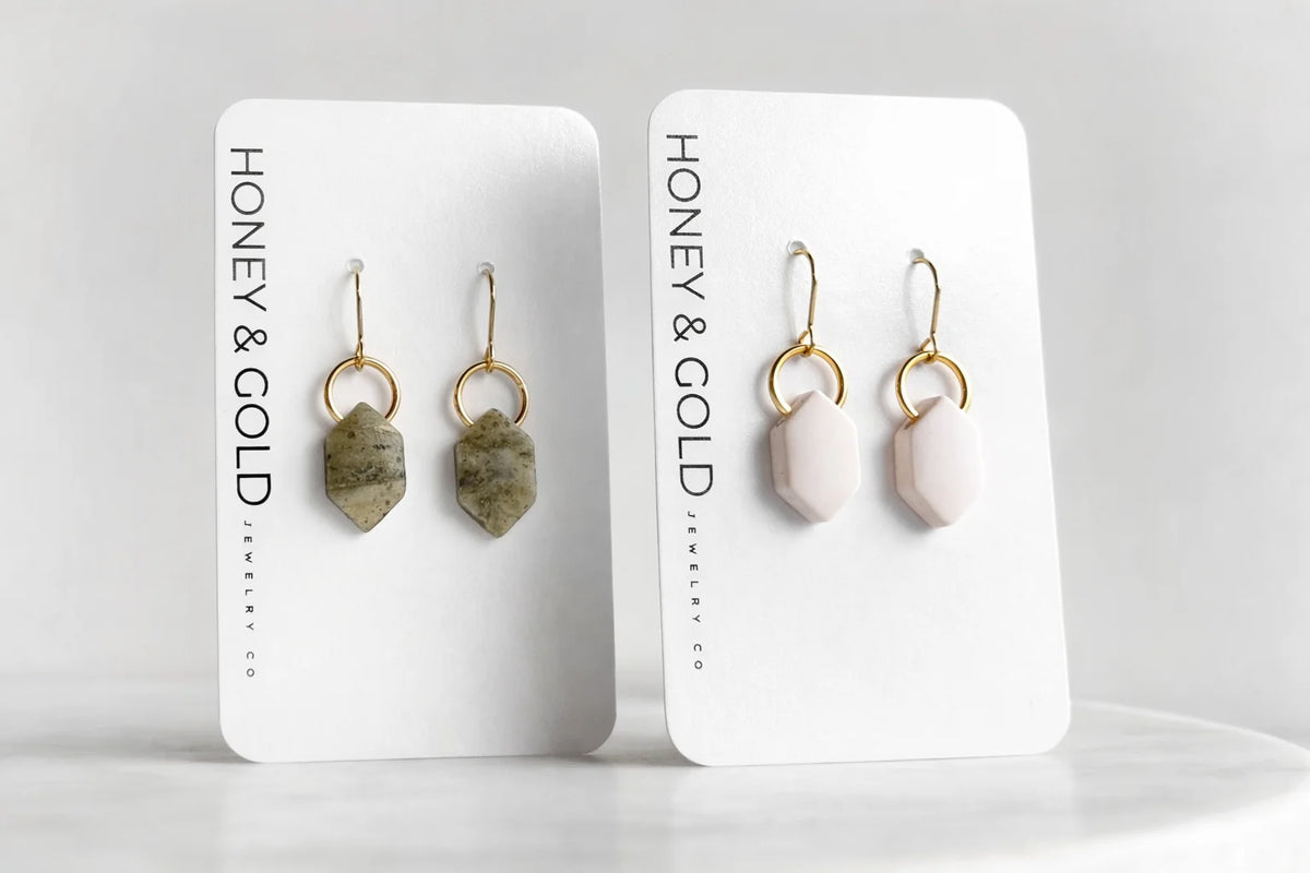 ATREUS: Gold-Toned Elongated Hexagon Earrings