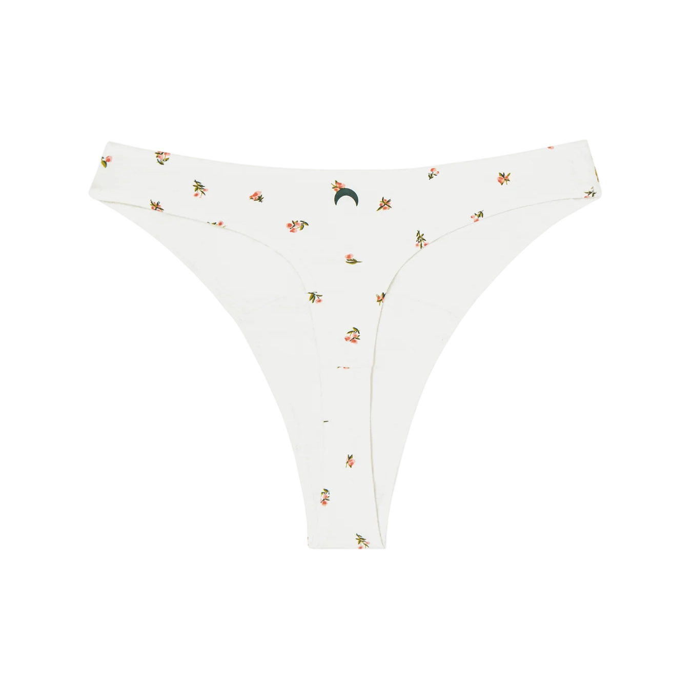 White high rise thong with floral pattern