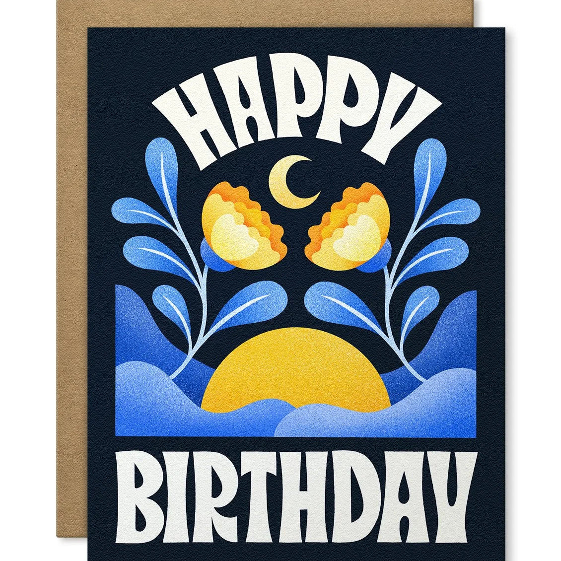 Greeting card - Happy Birthday Blue Floral