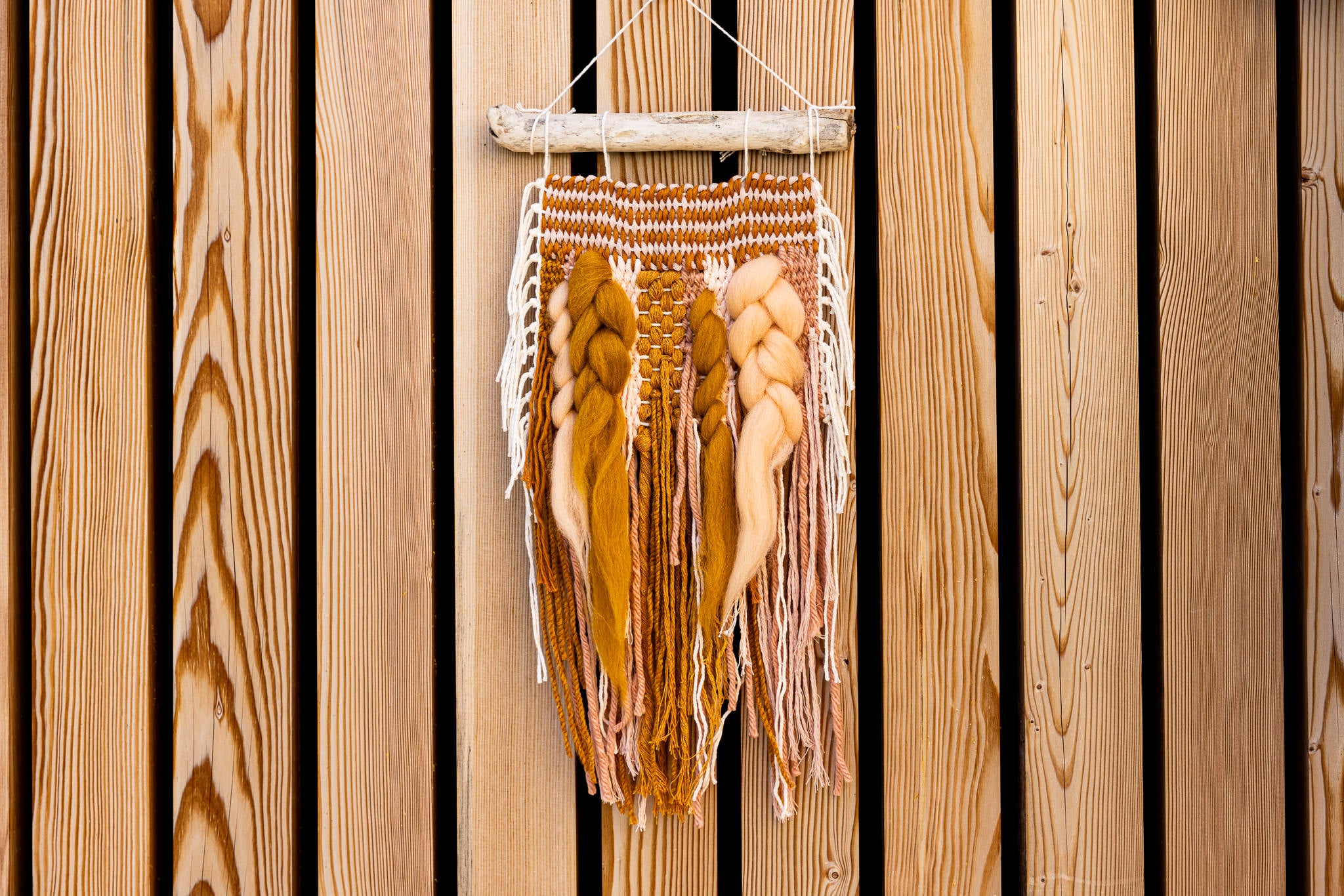 Pink & Copper Sideways Weave Wall Hanging