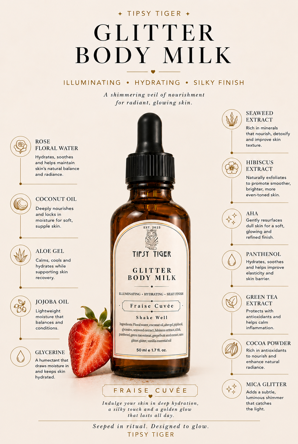Glitter Body Milk - Fraise Cuvee