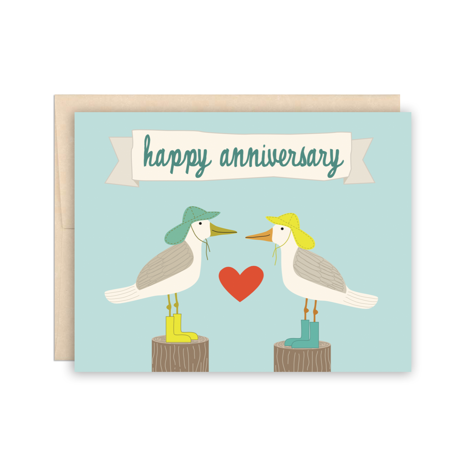 Greeting Card - Funny Cute Sea Gull Anniversary Love
