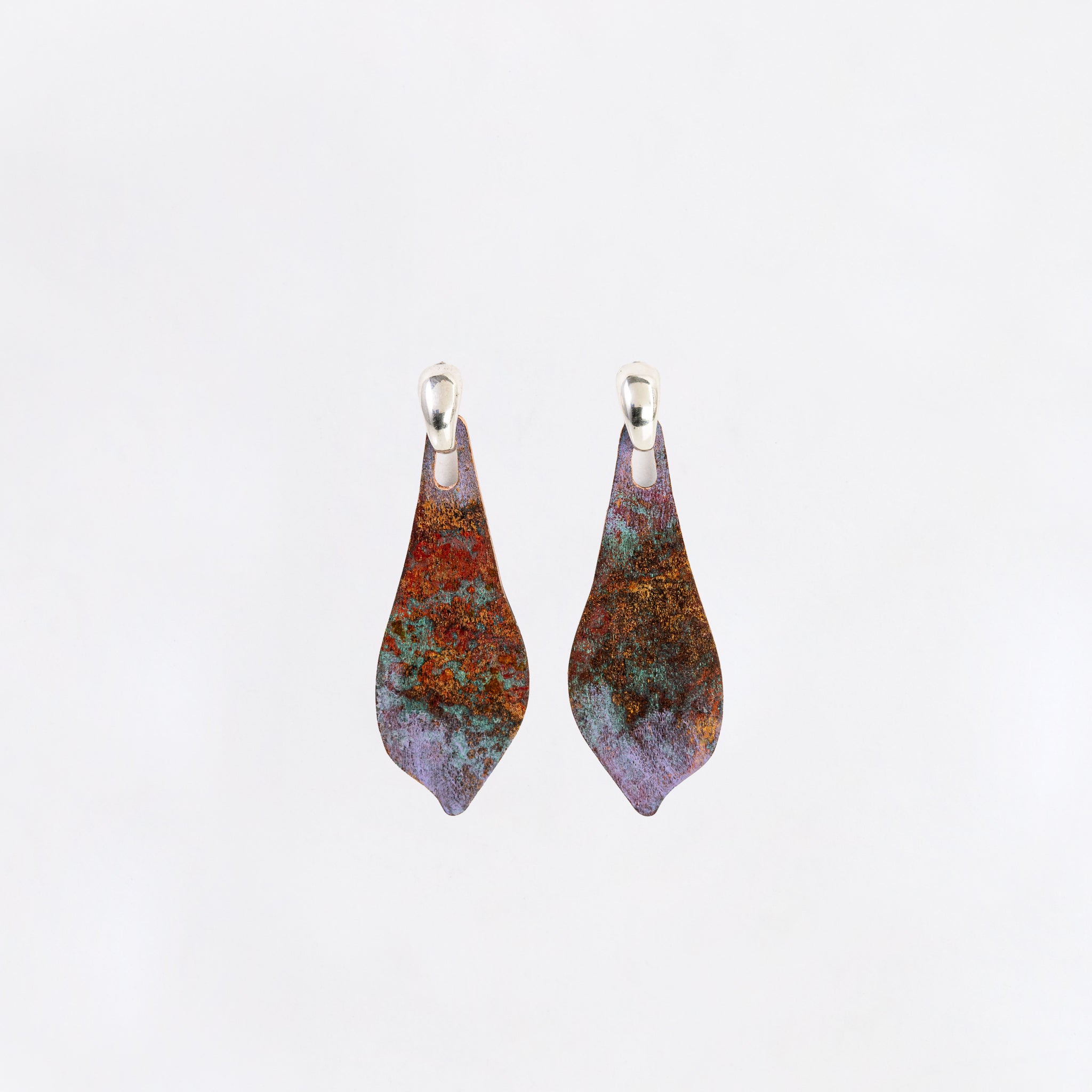 Earrings - Patina Forna with sterling silver studs