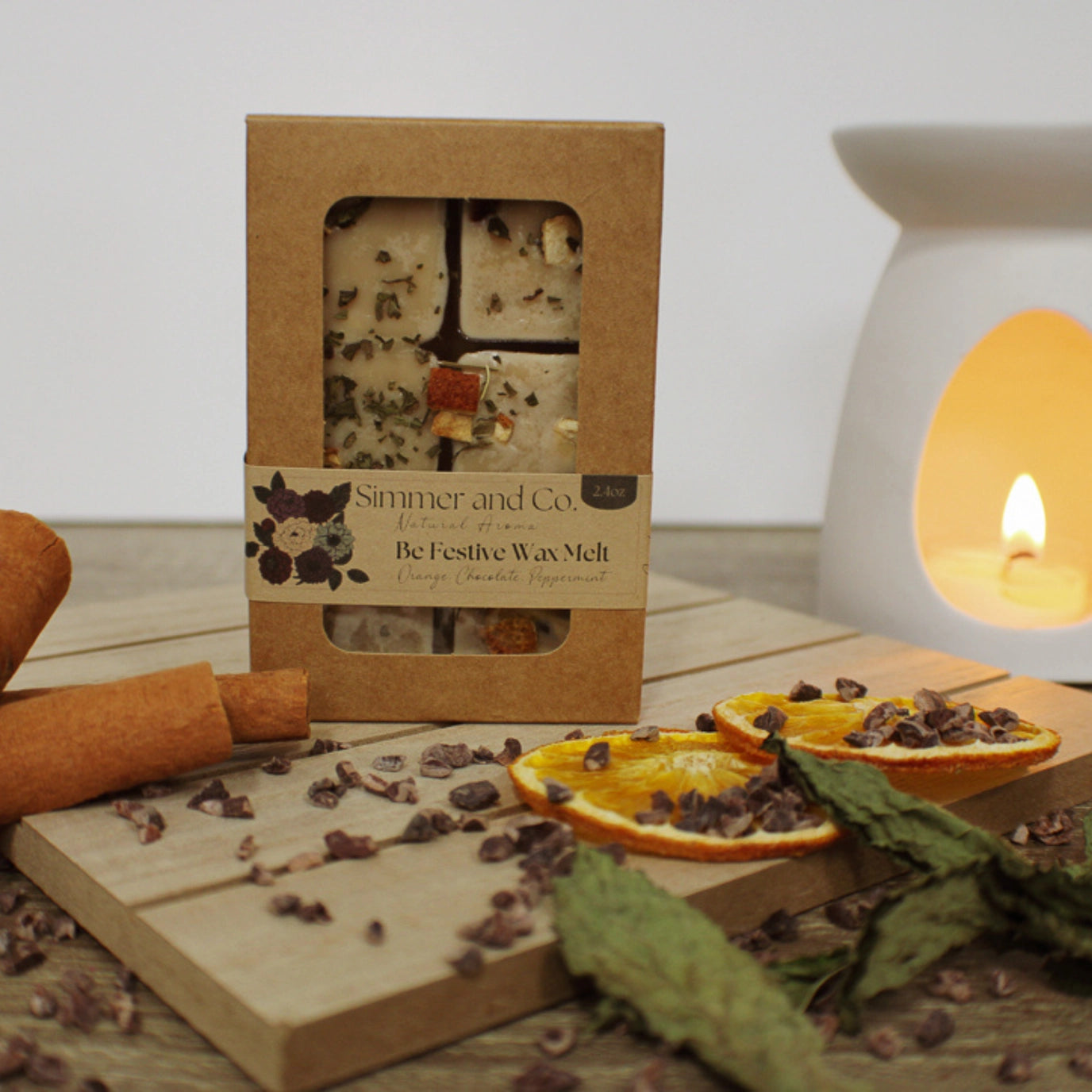 Be Festive Simmer Melt | Natural Peppermint Cocoa Botanical Wax Cubes