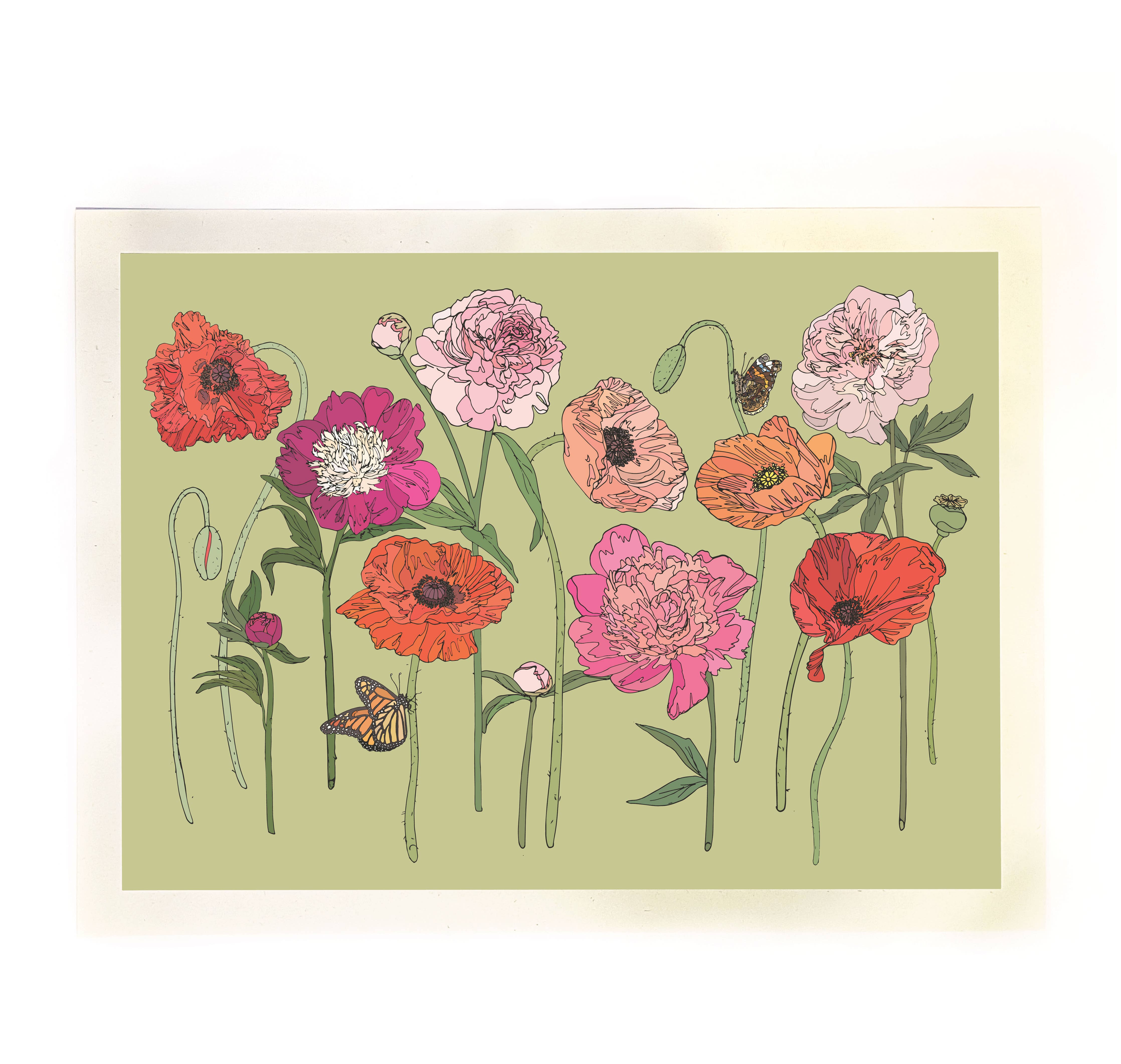 Art Print - Peony and Poppy Flower
