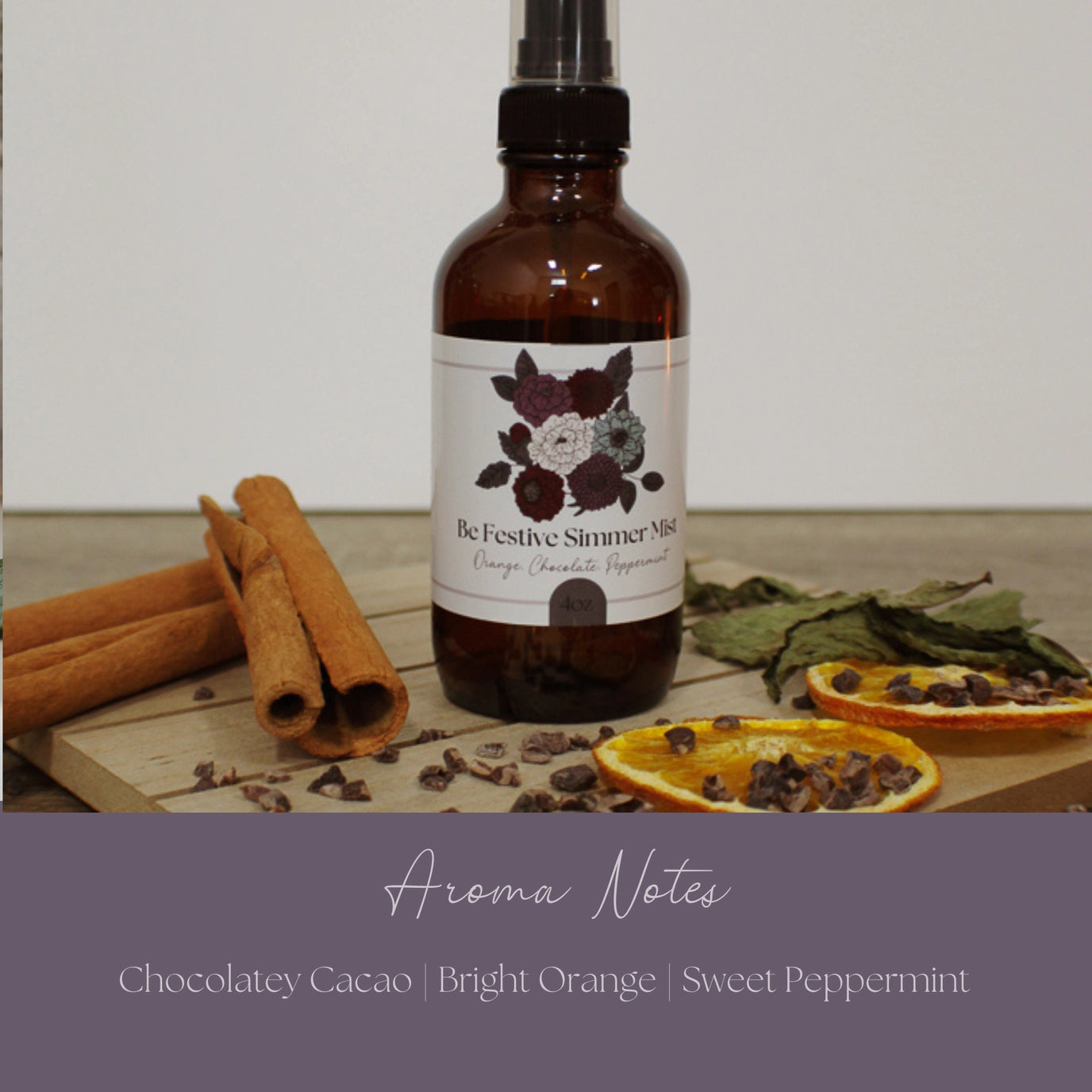 Be Festive Simmer Mist | Natural Peppermint Cocoa Room + Linen Spray