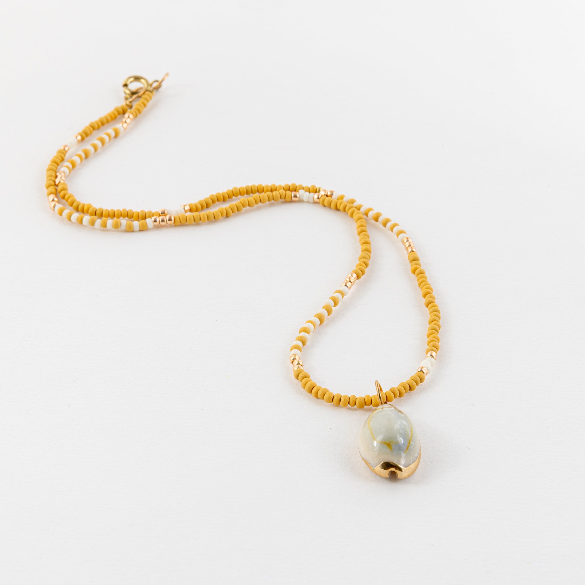 Beaded Necklace with shell pendant