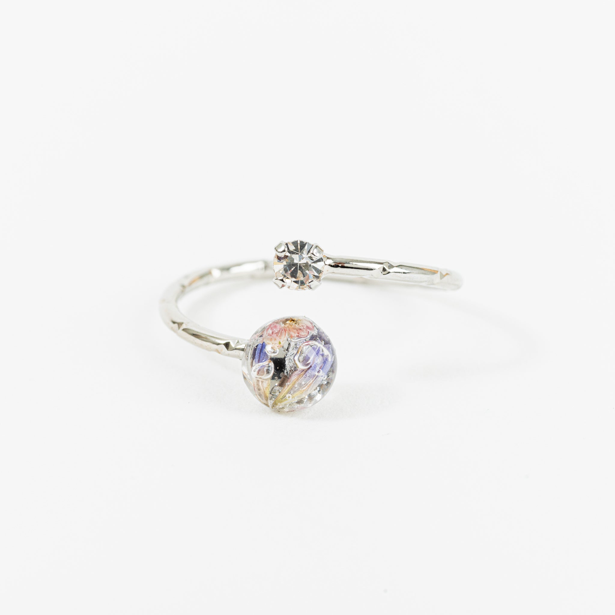 Flower & crystal ring