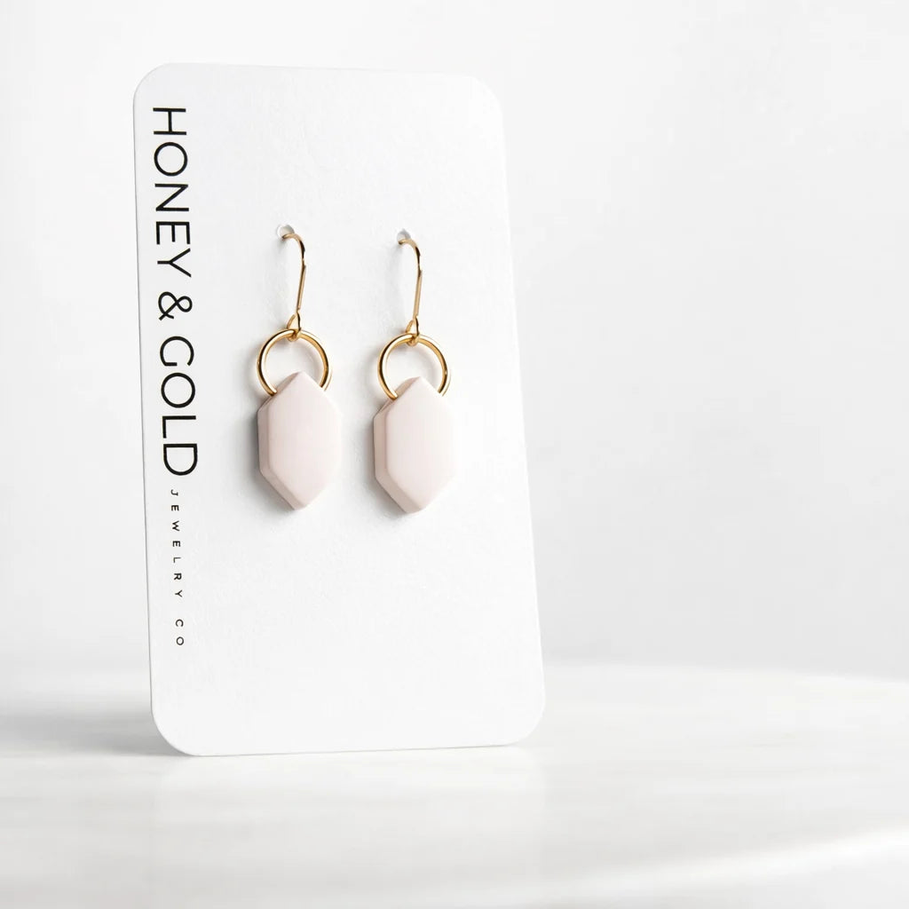 ATREUS: Gold-Toned Elongated Hexagon Earrings