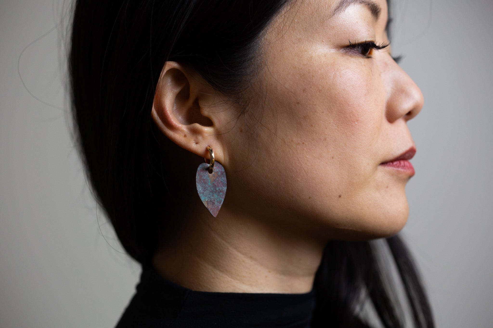 Earrings - Patina Forna with 14K Gold fill hoops