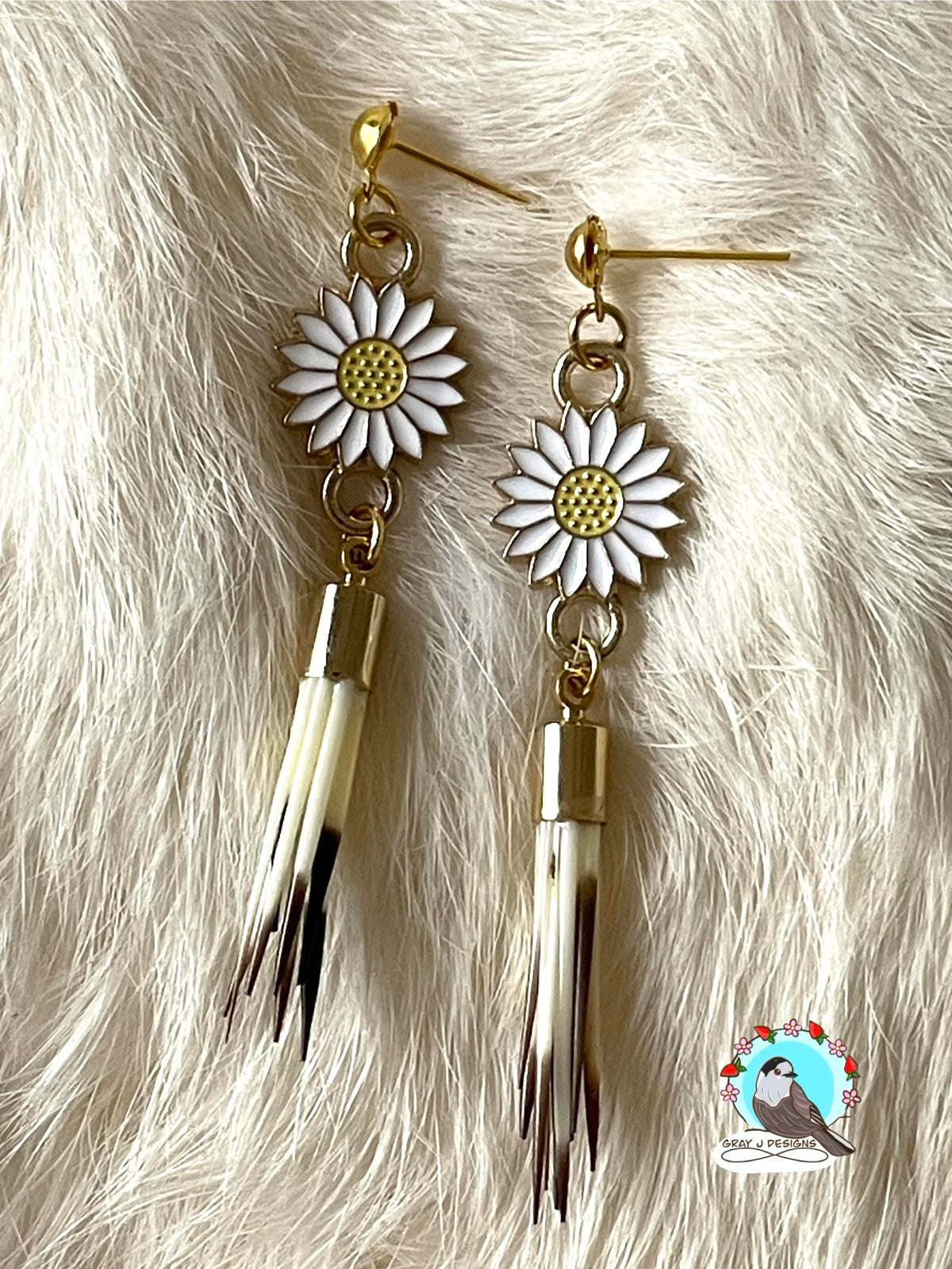 Luna Quill Sunflower earrings