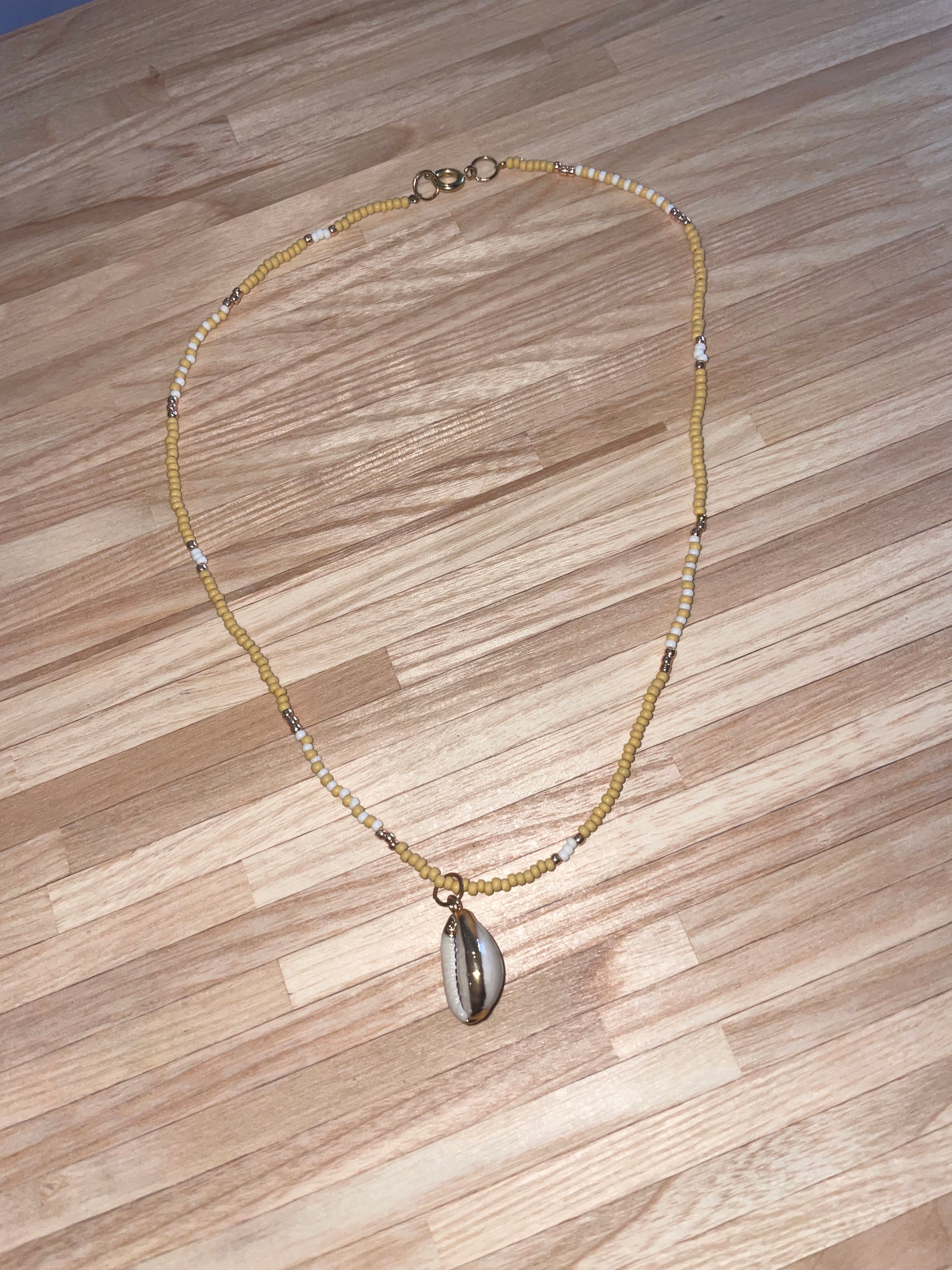 Beaded Necklace with shell pendant