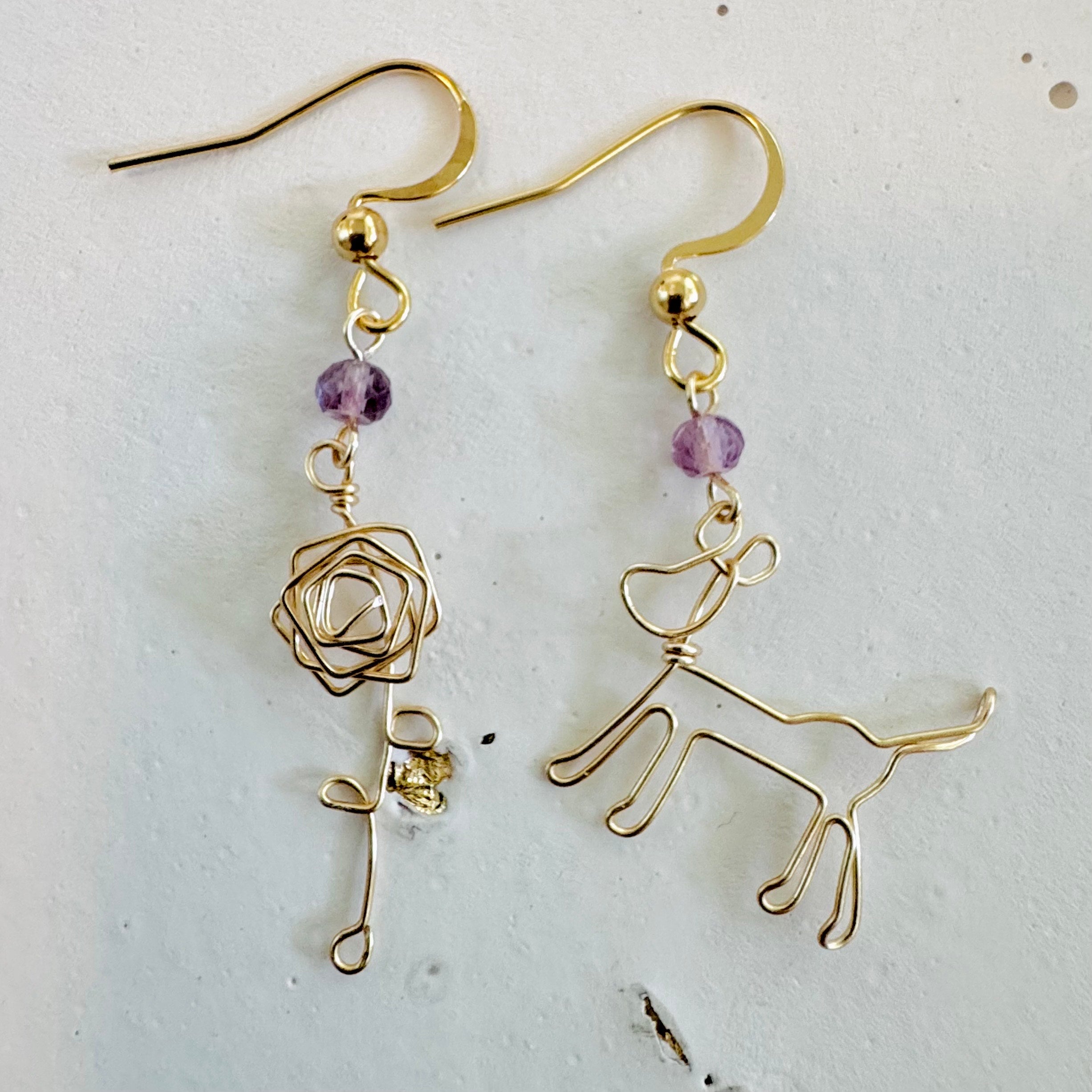 Earrings - Doggie and Rose