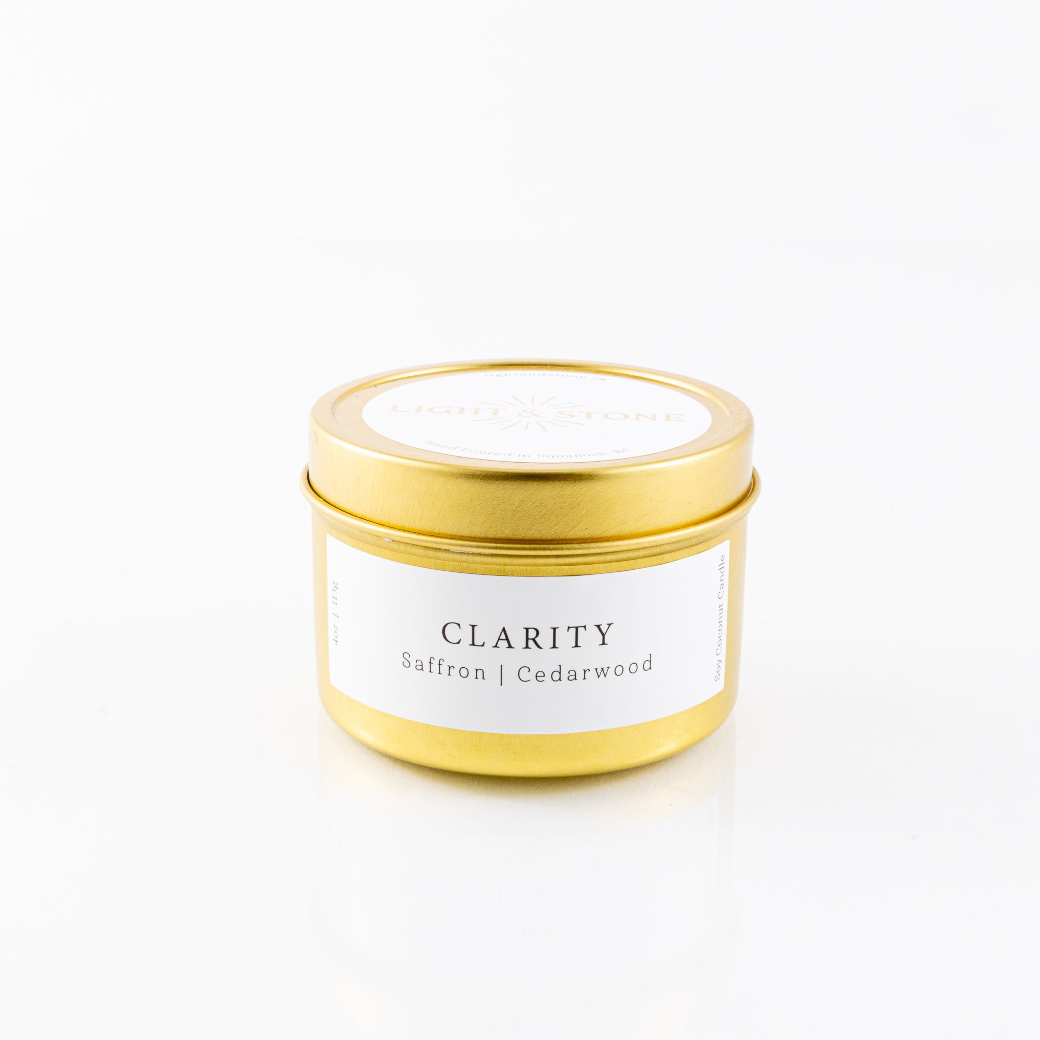 Light and Stone - Candle: CLARITY - Saffron | Cedarwood with Smokey Quartz