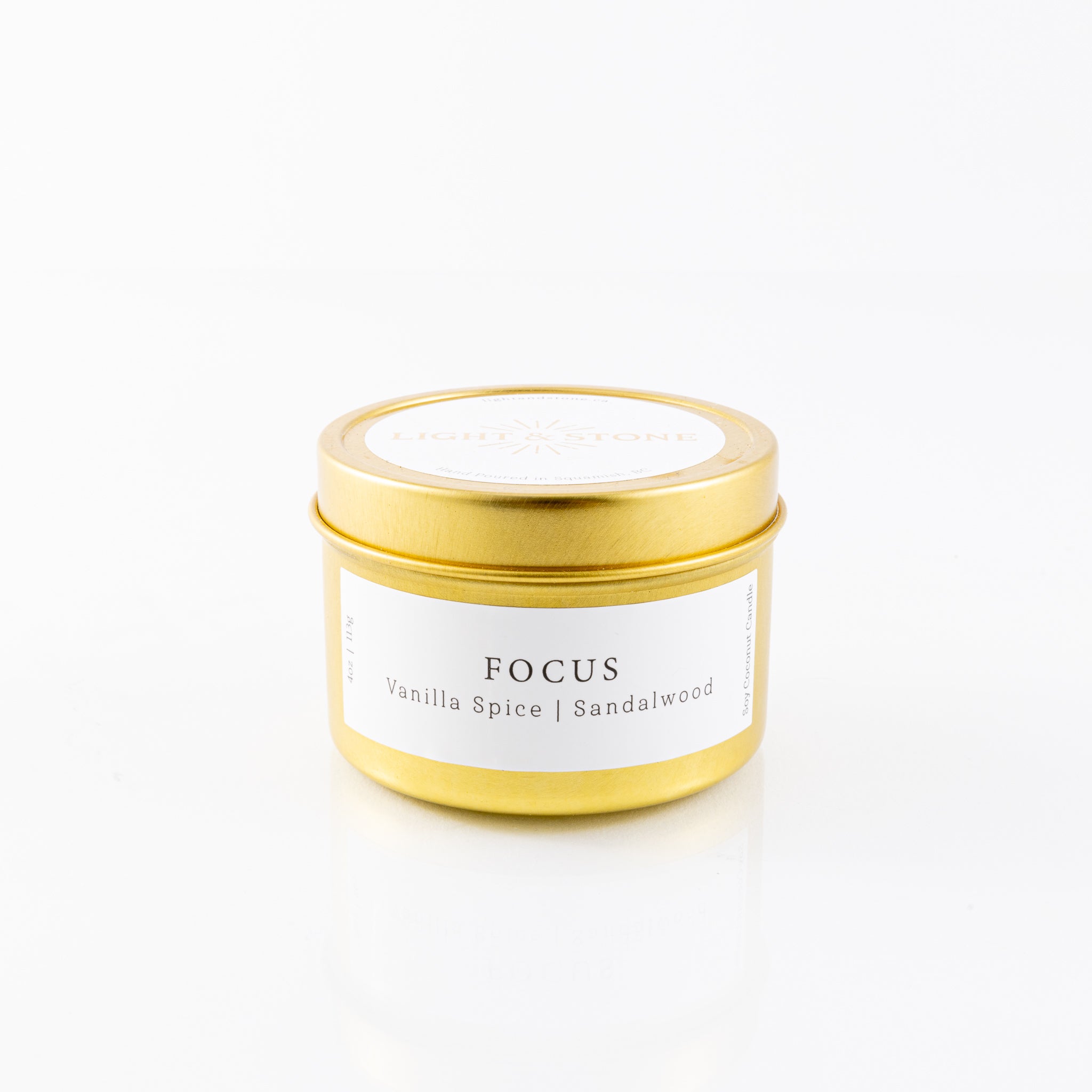 Light and Stone - Candle: FOCUS - Vanilla Spice | Sandalwood with Tigers Eye