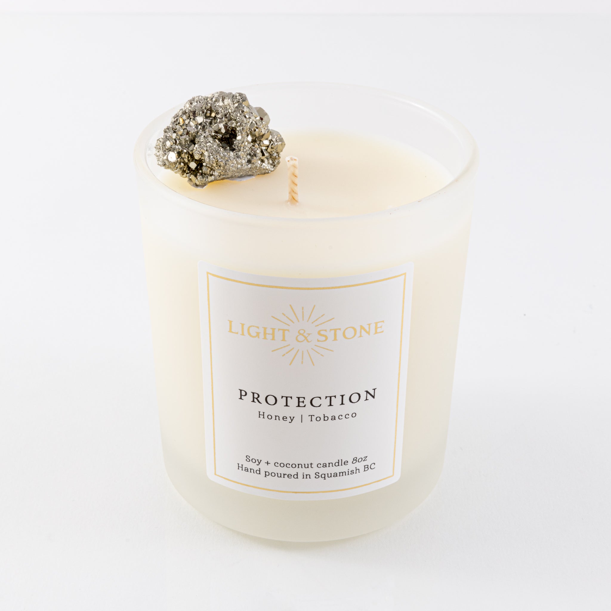 Light and Stone - Candle: PROTECTION - Honey |Tobacco with Pyrite