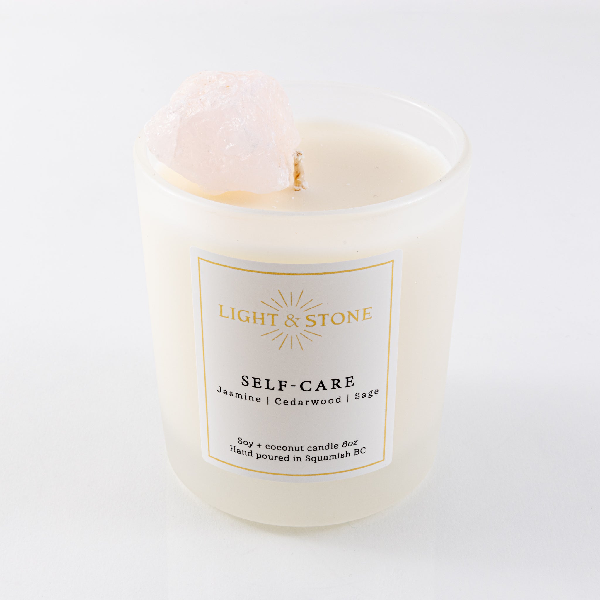 Light and Stone - Candle: SELF-CARE - Jasmine | Cedarwood | Sage with Rose Quartz