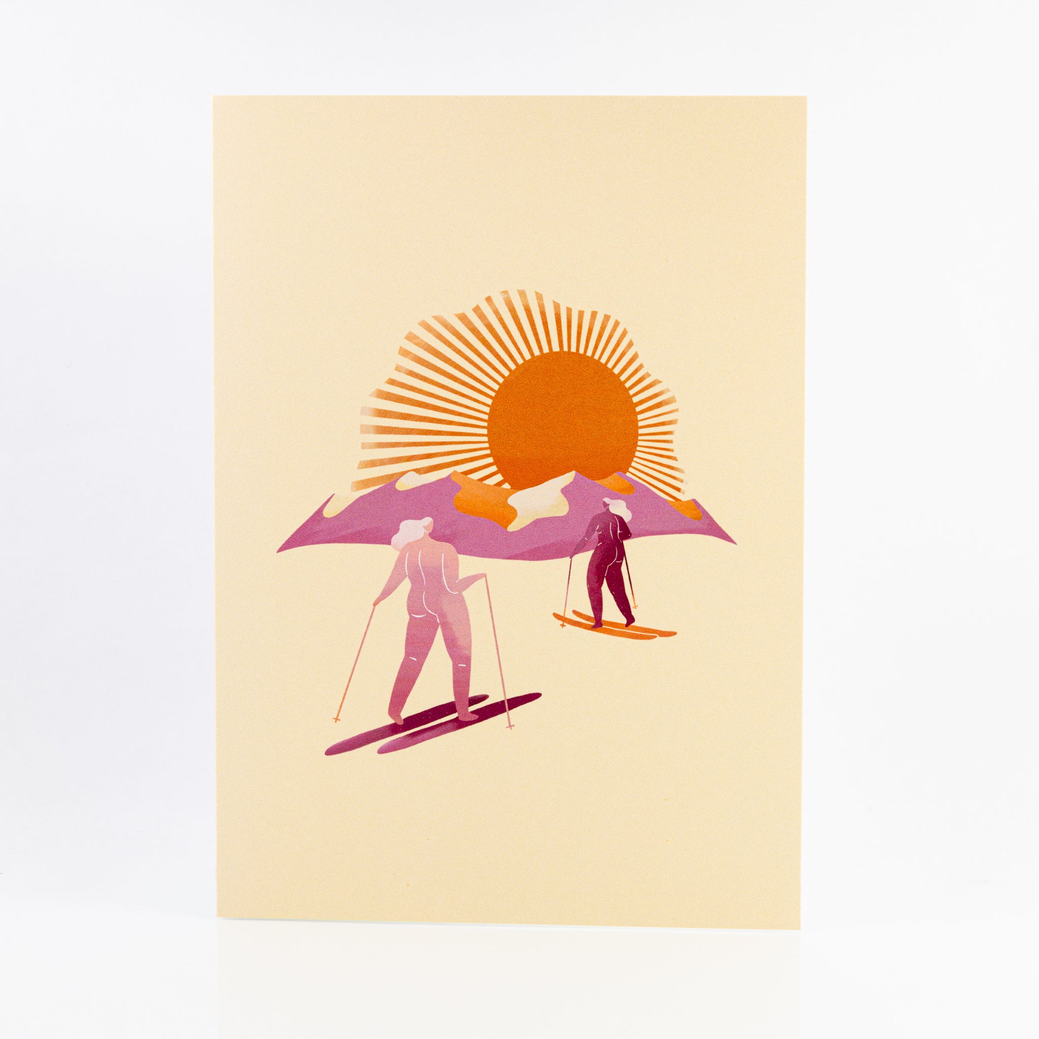 Would Be Nude Not To - Greeting Card - Ski Touring Sisters