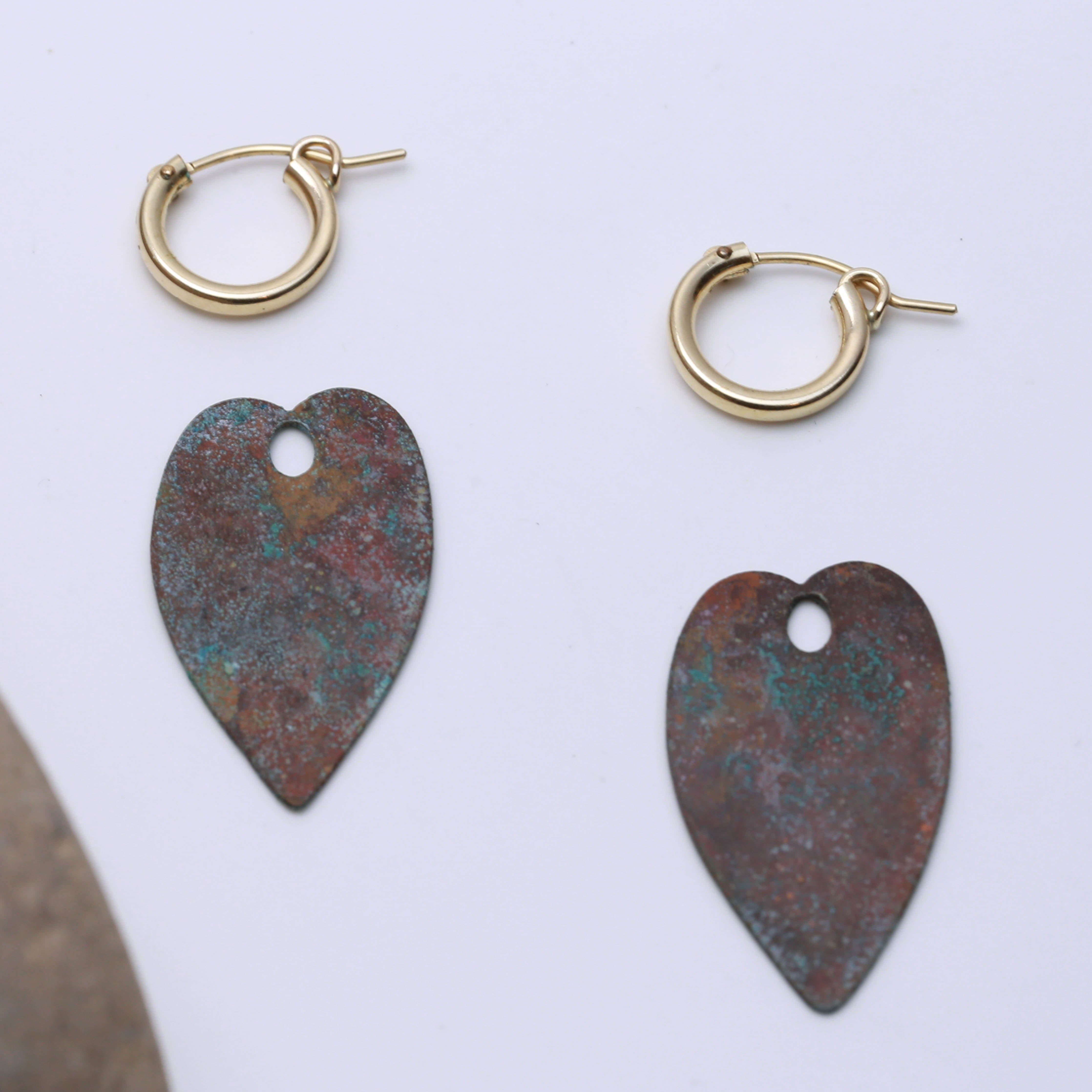 Earrings - Patina Forna with 14K Gold fill hoops