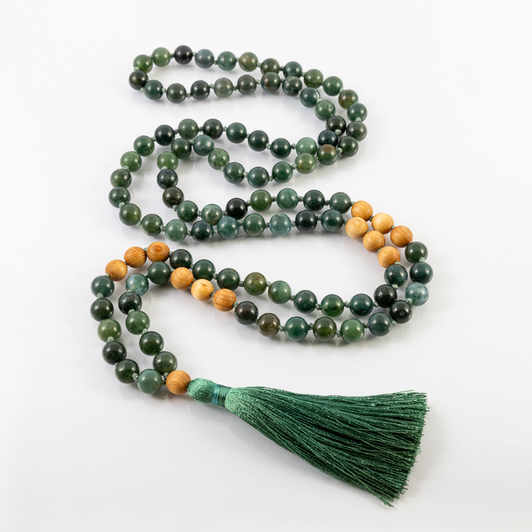 Salt and Moon - Cool Moss Mala Necklace