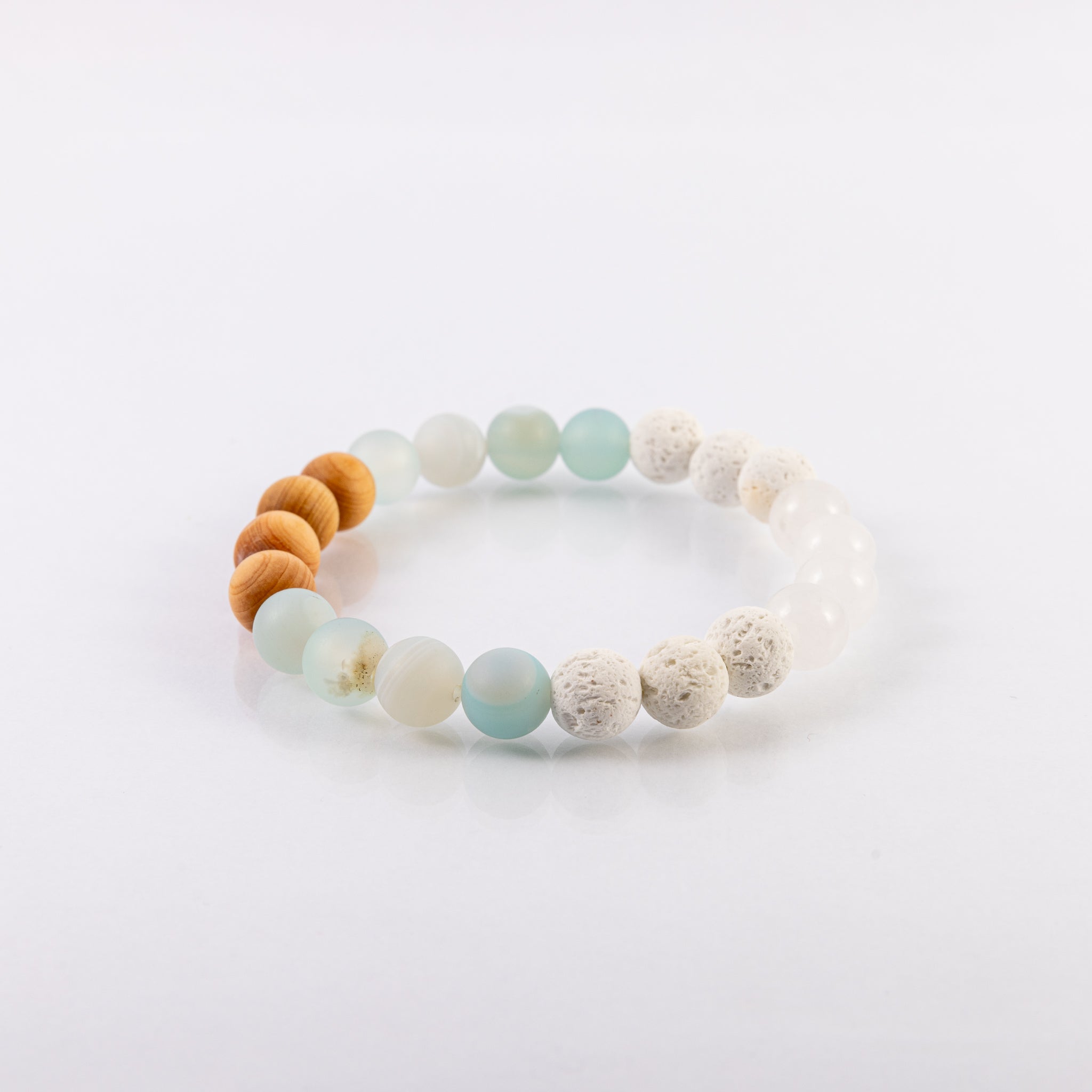 Salt and Moon - Ocean Dreams Mixed Gemstone & Cedar Stacking Bracelet Blue Agate