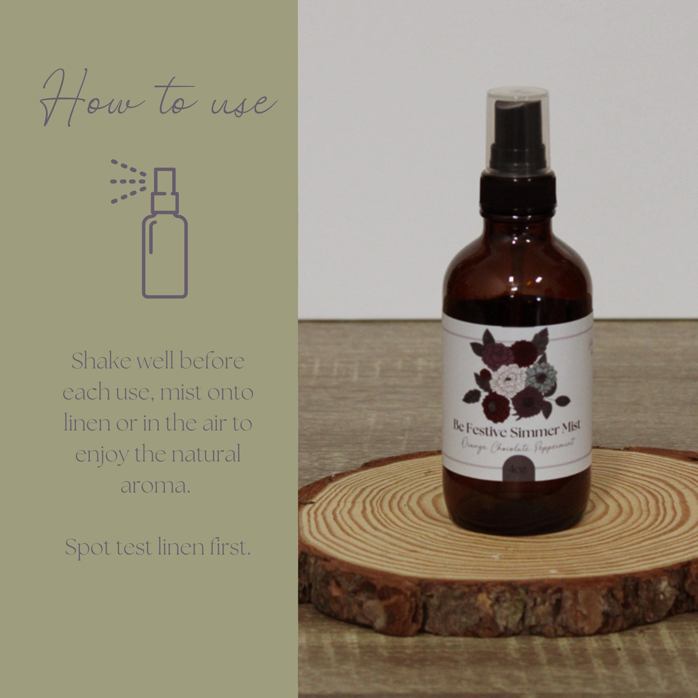 Be Festive Simmer Mist | Natural Peppermint Cocoa Room + Linen Spray