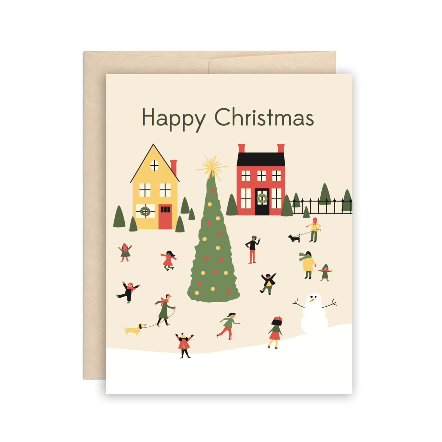 Greeting Card - Happy Christmas Village Holiday Card