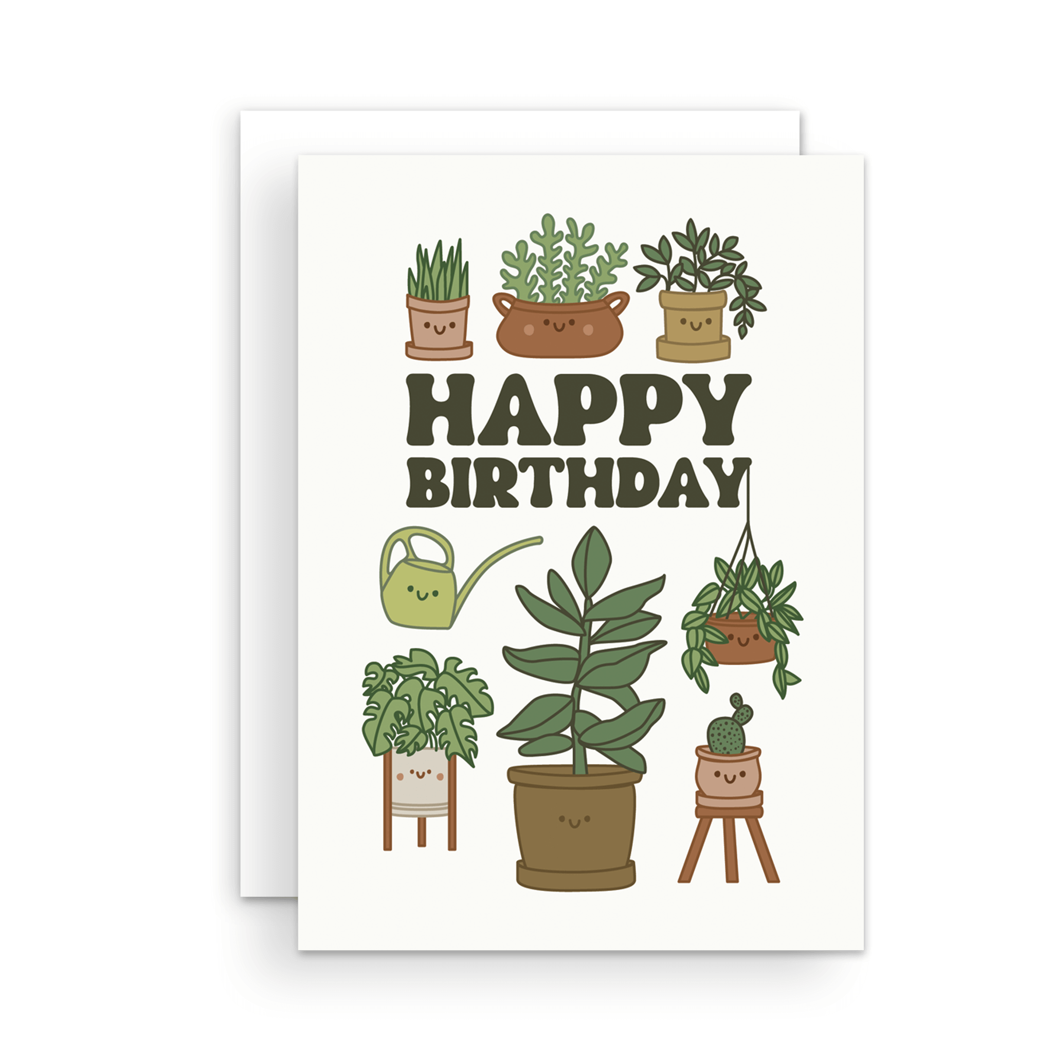 Greeting Card - Happy Birthday Cute Houseplants