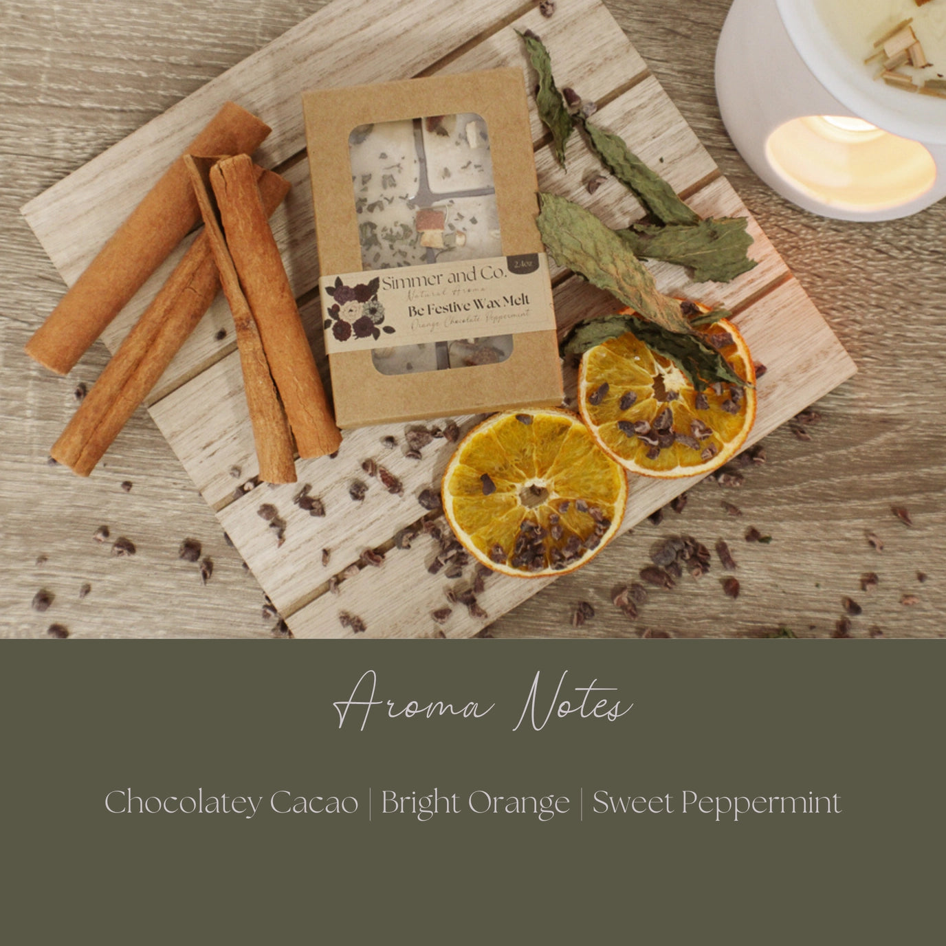 Be Festive Simmer Melt | Natural Peppermint Cocoa Botanical Wax Cubes