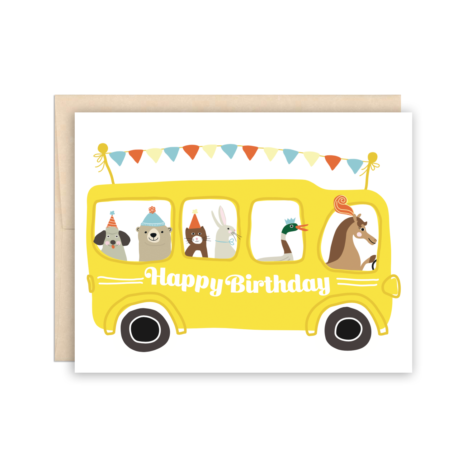 Greeting card - School Bus Birthday Card - Cute Happy Birthday for Kids