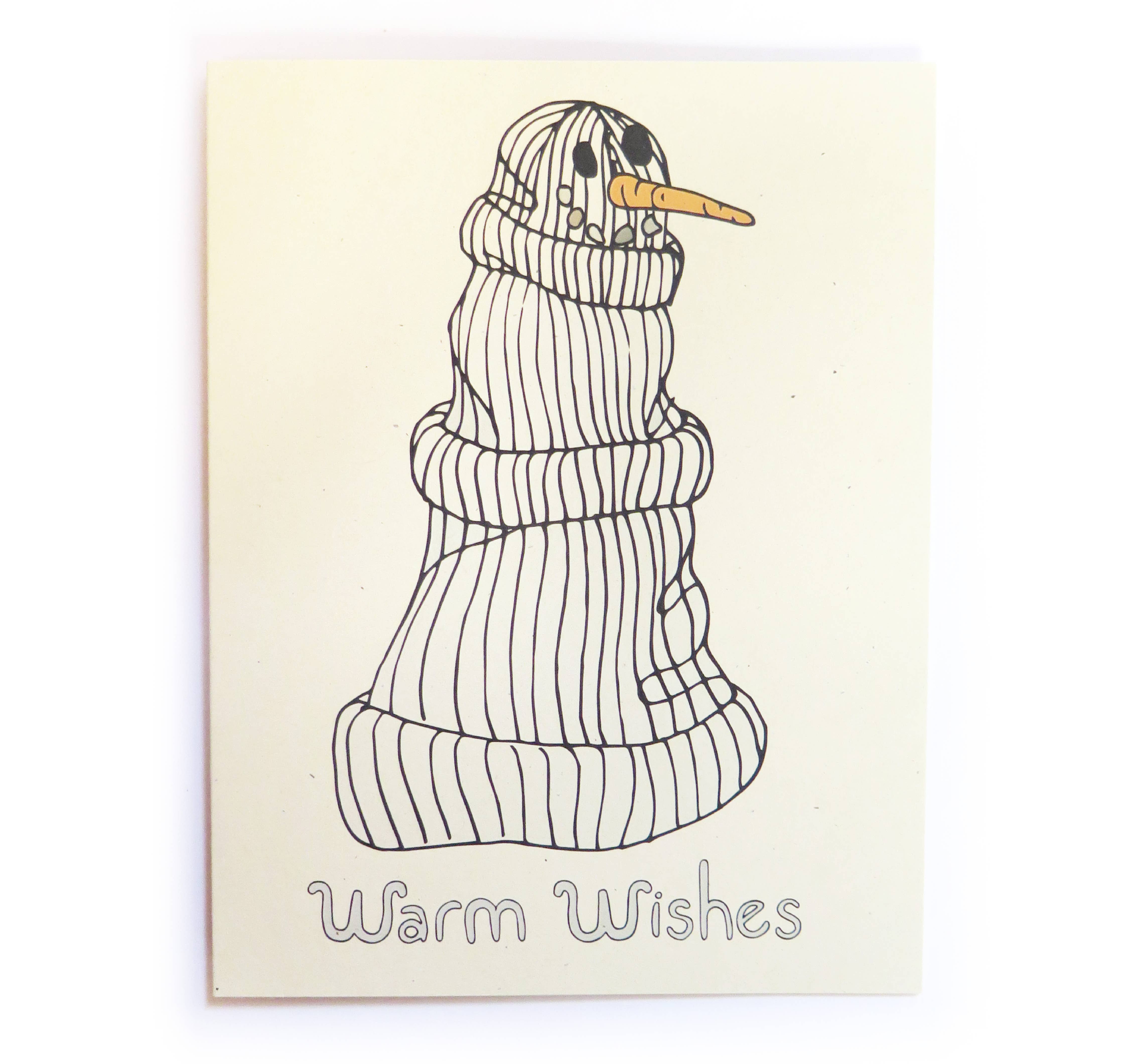 Greeting Card - Warm Wishes Hat Pile Snowman